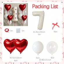 23pcs Red Bow Balloons Set, Includes 32-Inch 0-9 Cream White Number Foil Balloons, With Ribbon Bow Decorations. Perfect For Birthday Party Decor, Couples Anniversary And Valentine's Day Celebration. Romantic Party Decorations. - Red - View 10