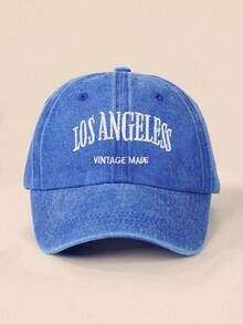 1pc Unisex Kids Embroidered Letter LOS ANGELES Y2K Style Sun Protection Breathable Versatile Baseball Cap Suitable For Spring And Autumn Outdoor Casual Wear - Sapphire - View 3
