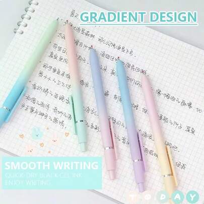 5pcs High-Quality Retractable Gel Pen 0.5mm Quick Dry Black Ink Pen Fine Tip Smooth Writing Cutes Pen School Office Supplies