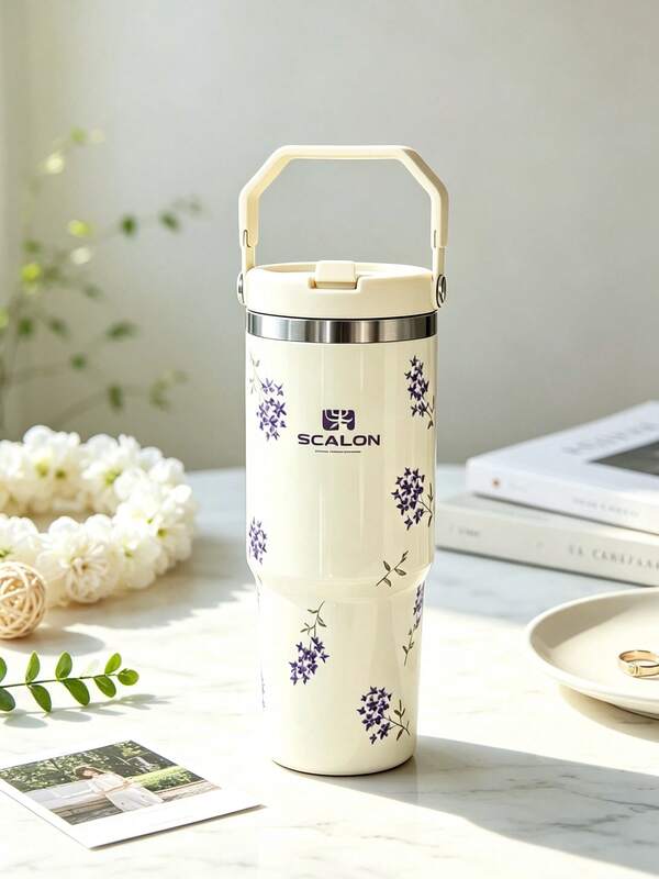 SCALON 30oz/900ML 1 pieza Vaso térmico con estampado de leopardo vintage con tapa abatible, acero inoxidable de doble pared con vacío para retención prolongada de frío y calor, cubo de hielo con asa y tapa para pajita, vaso para coche, vaso portátil con asa giratoria y sellado a prueba de fugas, gran capacidad para exteriores, fitness, desplazamientos y viajes, estilo americano cool de alta estética, regalo práctico para novio, mejor amigo, cumpleaños, vacaciones, termo de vacío y botella aislada, vaso para fiestas, botella aislada para frío y calor con tapa y pajita