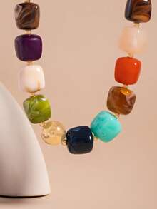 1 pièce Collier élégant et coloré à perles de mode européenne et américaine, bijou de clavicule haut de gamme - Style 2 - Voir 4