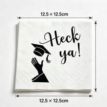 40入/20入/1入 Funny Heck Ya 畢業一次性紙餐巾 12.5x12.5cm 3層裝飾性雞尾酒餐巾紙 畢業派對桌面裝飾 - 1pc - 查看 8