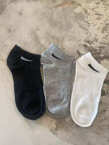 10 Pares/20 Pares Calcetines Cortos Deportivos Casuales Unisex Negros para Todas las Estaciones Calcetines de Pareja Estilo Minimalista (5 Pares/1 Par) - Negro - Ver 4