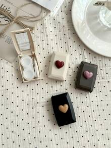 XIANG YU Portable Contact Lens Case With Mirror, Cute Heart Design Lens Storage Box, Compact Travel Organizer, Stylish Contact Lens Holder - Multicolor - View 7