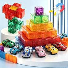 2.5cm Magnetic Stacking Cubes, Small Car Toy; Suitable For Children, Sensory And Montessori Educational Toys Large Magnetic Building Blocks, Magnetic Stacking Cubes, Suitable For Children, Sensory And Montessori Toys, Suitable For 3 Years Old Boys And Girls (Random Color) 2.5 - Multicolor - View 2