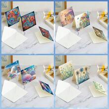 6pcs Diamond Painting Kit Greeting Cards With Flower, Shell, Dandelion, Mushroom House Patterns, Paper Material With Partial Mosaic Craft, For Atmospheric Decoration, New Year And Thanksgiving Message Cards - 6Pcs - View 5