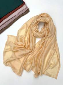 1 pieza Pañuelo musulmán de borde ancho de doble cara, casual, cómodo, versátil, de unicolor, delgado, transpirable, suave, para uso diario, vacaciones y viajes, envoltura para la cabeza, primavera y verano, nuevo pañuelo para mujer - Multicolor - Ver 26