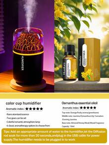 Volcano Shaped 180ml Car Humidifier: Ultrasonic 2-In-1 (Aromatherapy + Humidification), Fine Mist, LED, USB, Quiet, Compact. Suitable For 6 Essential Oils. Options: 1 Bottle Essential Oil + 1 Unit / 1 Unit - Black and White - View 15