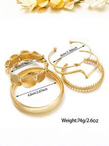 Bộ 5 vòng tay cuff hở hợp kim sắt nhẵn mịn - Bộ 5 vòng tay trơn - Xem 2