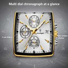 POEDAGAR Men's Luxury Stainless Steel Luminous Waterproof Minimalist White Calendar Square Dial Quartz Watch, Business Birthday Or Holiday Gift - Multicolor - View 6