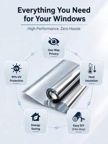 One-Way Mirror Privacy Window Film, Self-Adhesive Heat Insulation Sun Protection UV Protection, Suitable For Home Office Bathroom Glass Door - 1PC - View 8