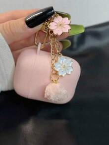 Solid Color Earphone Case + Flower Pendant Compatible With Apple Pro/Pro2/3rd Gen/1st Gen/2nd Gen/4th Gen/Pro3 Bluetooth Earphone Charging Case Protective Shell - Pink - View 10