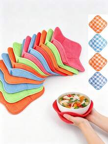 2pcs Microwave Bowl Rack, Multiple Colors Available | Foldable Non-Slip Microwave Tray, Heat-Resistant Microwave Dish Rack, Suitable For Hot Bowls, Plates, Polyester Material - View 4