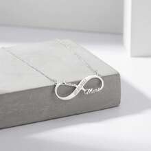 Couple Names And Date Infinity Necklace- 2 Names Women Jewelry - Sterling Silver Handmade Name Necklace - Dainty Necklace With Name - Multicolor - View 7