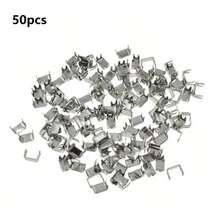 50pcs 3/5# Zipper Accessories, Silver And White U-Shaped Anti-Drop Buckles, Suitable For Clothing, Shoe Boxes, Bags Zipper Accessories - 50PCS - View 13