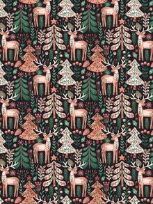 1 Roll Of Christmas Gift Wrapping Paper Featuring A Christmas Forest And Reindeer Pattern;Perfect For Wrapping Christmas Gifts, Decorating For Christmas Parties, And Holiday Gift-Giving.1 Roll Size: 43 Cm X 300 Cm. - A - View 5