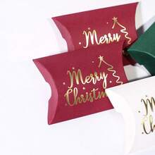 20/40pcs Christmas Gold Foil Pillow Boxes, Merry Christmas Gift Boxes, Suitable For Christmas Eve Small Gift Packaging, Suitable For Halloween, Christmas, Birthday Parties And Other Gift Packaging - View 4
