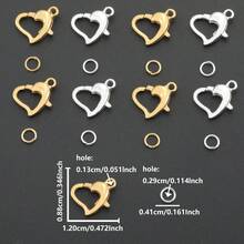 350pcs/Box DIY Jewelry Clasp Set With Heart Lobster Clasp, Jump Rings, Suitable For Handmade Weaving DIY Jewelry, Keychain, Phone Chain End Clasp, Connector, Necklace Bracelet Pendant End Clasp, Open Connector Ring, Earring Bead Connector, Multi-Functional Jewelry Making Materials - Heart Buckle & Jump Ring - View 3