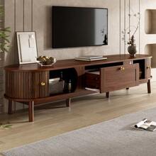 Modern Solid Wood TV Stand With Drawers, Classic Rounded Corners, Sturdy Wooden Legs, TV Cabinet With Storage For The Living Room. - 棕色 - 查看 4