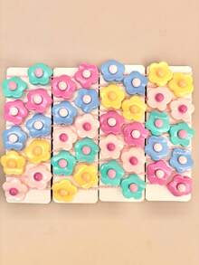12/24/36/48pcs Random Fresh Macaron Colorblock Floral Hair Scrunchies, Cute Versatile Hair Accessories For Girls - Multicolor - View 5