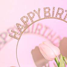 2 Colors Sequin Birthday Headband, Shiny Crystal Letter Birthday Crown, Headband, Lightweight Metal Hairband, Suitable For Women To Wear At Birthday Parties, Photo Shoots Or Celebration Occasions - Multicolor - View 6