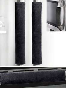 2 Packs Double-Door Refrigerator Oven Handle Covers, Oven Microwave Handle Covers, Non-Slip Oil-Proof Insulated Refrigerator Door Handle Covers, Refrigerator Oven Handle Velvet Protective Covers, Hook And Loop Handle Covers - Multicolor - View 9