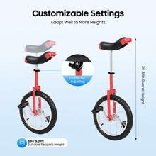 YIYIBYUS Outdoor Wheel Unicycle, Height Adjustable Unicycle, One Wheel Bike Red 16inch Unicycle - Red - View 2