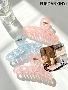 FURDANXINYI 1pc Translucent Chain Hair Clip, Soft And Clear Chain Design Hair Clip, Non-Slip Durable Large Size Women's Daily Styling Hair Accessory, Fashionable Translucent Chain Hair Clip, Suitable For Beautiful And Cute Daily Hairstyles - Multicolor - View 10