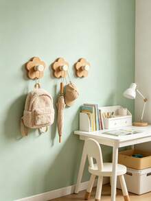 1/2/3/5pcs Wooden Flower Wall Hook - Cute Floral Hanger For Nursery Decor & Organization,Baby Stuff,Newborn Essentials,Baby Girl Stuff - Multicolor - View 2