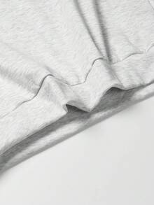 Black Curved Line Patchwork Men's 2-Piece Set, Half-Zip Stand Collar Sweatshirt With Drawstring Draped Wide Leg Pants, American Street Style Casual Outfit - Light Grey - View 7