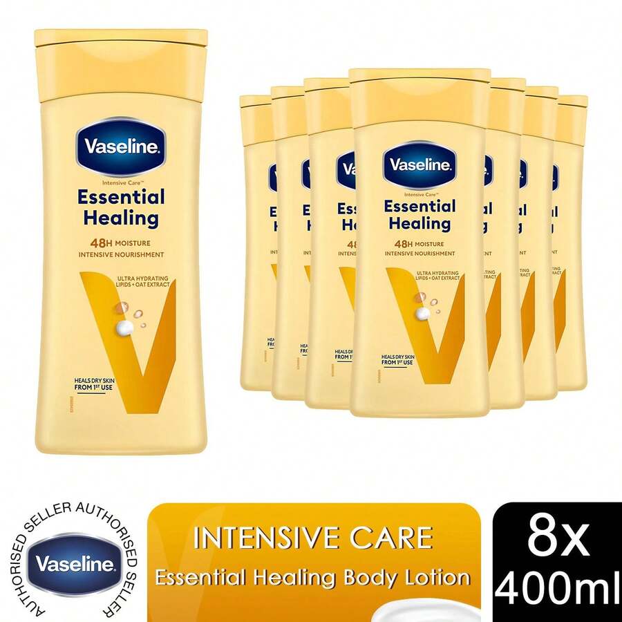 Vaseline Intensive Care Body Lotion Essential Healing For Dry Skin 400ml, 8 Pack - Vitamin C - View 1