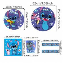 Hasbro Lilo & Stitch 藍色史迪奇生日派對用品 51件套完整套裝，一次性紙盤、杯子、餐巾紙、桌布，Aloha 熱帶外星人桌面與天花板裝飾 - 彩色 - 查看 4