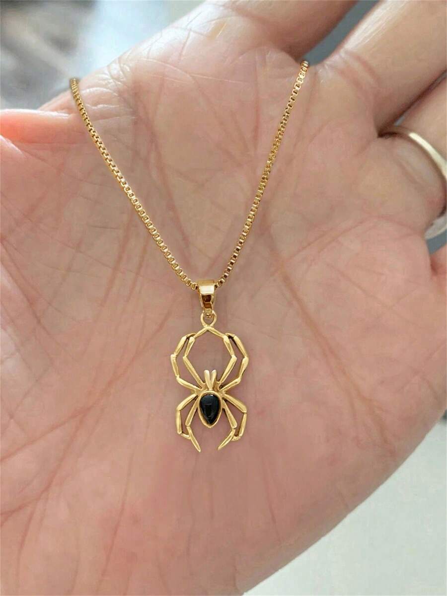 1pc Beautiful Zirconia Necklace Pendant Women's Halloween Jewelry - Gold+Black - View 1