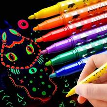 1 Box Glow-In-The-Dark Highlighter Pen Set, Fluorescent Colored Markers, Suitable For Drawing, Journaling, Poster Making, DIY Crafts, Scrapbooking And Art Supplies - Multicolor - View 3