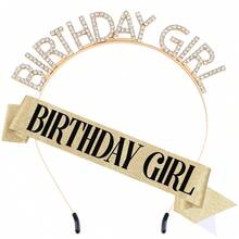 生日肩帶與皇冠髮箍套裝 - 生日快樂配件，適合女性 - 彩色 - 查看 14