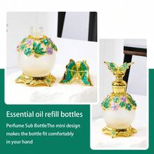 1 pieza Botella de vidrio con gotero de 0.51 oz con pintura de esmalte de mariposa azul, decoración floral, almacenamiento recargable de perfume y aceite esencial, portátil y reutilizable, sin fragancia, accesorio de decoración del hogar (Botella vacía, sin perfume) - Ver 9
