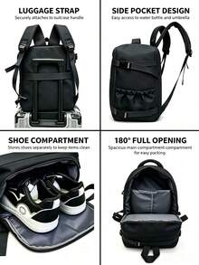 Dedoo Black Water Resistant Nylon Large Travel Backpack,Multi Compartments Side Pocket Adjustable Buckle Straps For Air Travel School Gym Weekend Daily Work - Black - View 7