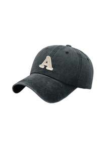 1Pc Unisex A-Z Letter Outdoors Fashionable Leisure Washed Baseball Cap, Adjustable Outdoor Sun Protection Casual Hat,Suitable For Daily Matching - Black - View 9