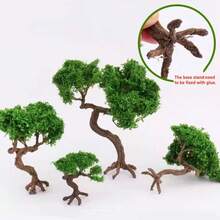 Miniature Model Tree 5/7/10cm Artificial Tree Artificial Plant Wire Trunk Plastic Powder Tree Suitable For DIY Crafts, Train Track Decoration, Architectural Model Display, Desktop Bonsai, Handmade Decor, Miniature Landscape Decoration, Garden Home Room Decoration - Green - View 9
