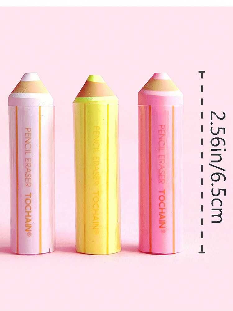 Custom Morandi Pencil-Shaped Eraser, Custom Dust-Free Cleaning Eraser, Suitable For Back To School Supplies, Custom Anti-Slip Eraser, Drawing Correction Eraser - Multicolor - View 2