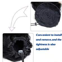 BINF Body Wave Wrap Around Drawstring Ponytail Human Hair Extensions Body Drawstring Ponytail Easy To Wear For Women 8-26 Inch Natural Black - Natural Black - View 7