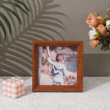 1/3pcs Square Natural Wooden Photo Frames, Dual-Color Light Oak And Dark Walnut Desktop & Wall-Mounted Frames, Minimalist Rustic Style Square Portrait Frames, Suitable For Children, Baby, Family Milestone Photography, Ideal For Nursery, Bedroom, Living Room And Apartment Decor, Children's Growth Memory Display Gift, Suitable For Baby Shower, Housewarming, Birthday And Other Occasions - Multicolor - View 9