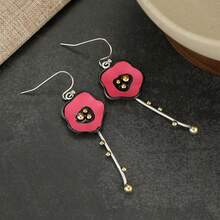 Gmzalx Minimalist Rose Red Earrings, Delicate Curved Branch Design, Artistic Style, Daily & Date Accessory - Two-color - View 5