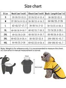Waterproof Reflective Dog Raincoat With Leash Hole, Breathable Lightweight Pet Raincoat, Adjustable For Small, Medium And Large Dogs, All-Weather Outdoor - Yellow - View 3