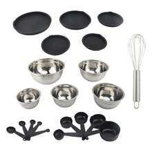 8-Piece Stainless Steel Mixing Bowl Set With Lids And Measuring Spoons, Stackable Mixing Bowls For Cooking, Baking, And Food Prep - Black - View 9