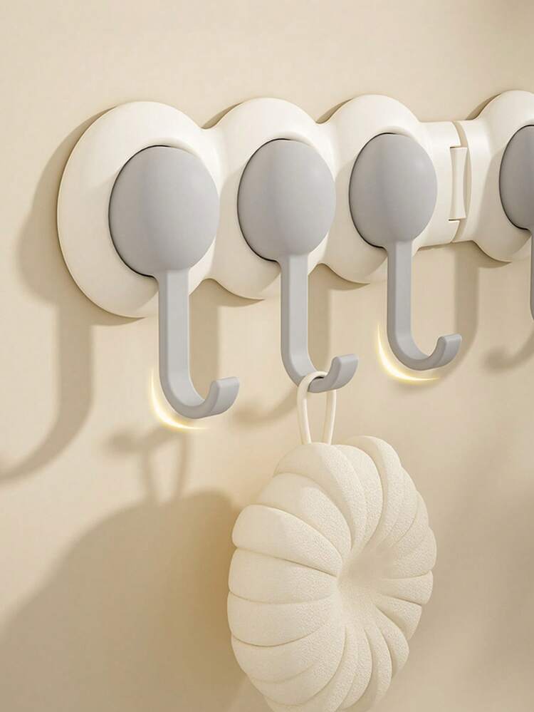 Cream Dopamine Corner Row Hooks No Drilling Heavy Duty Single Row Behind Door Wall Mounted Towel Bathroom Adhesive Stainless Steel Storage Organizer Decor Rack For Kitchen Bedroom Entryway Closet Space Saving Solutions - Multicolor - View 5