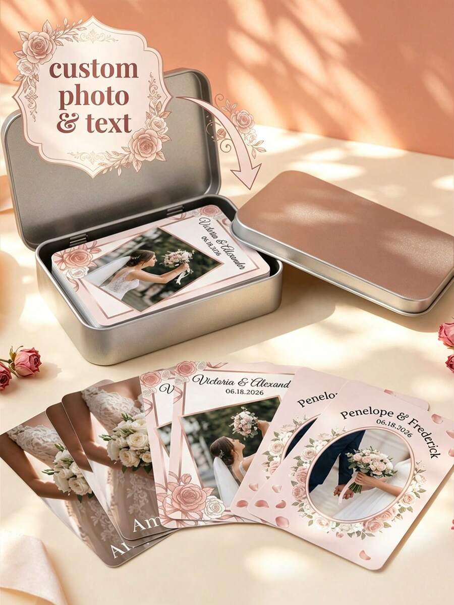 Customized Wedding Commemorative Cards, Customized Wedding Photo Carrying Cards, Couple's Commemorative Cards, Wedding Guests' Souvenir Cards, Rose-Edge Wedding Collection Cards. - Multicolor - View 1