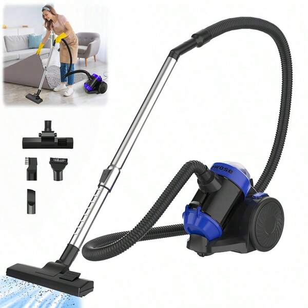 Vandise 1.5L Powerful Bagless Canister Vacuum Cleaner for Pet Hair Car Home Hard Floor Carpets HEPA Filter Auto Cord Rewind 4M Long Cable Household Cleaning