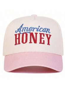 BONNY BOOM 1pc Embroidered AMERICAN HONEY Baseball Cap, Unisex Trucker Hat, Y2K Outdoor Sun Protection Adjustable Travel Vacation Gift, Perfect Gift For Friends And Family, Back To School, Halloween, Christmas, Valentine's Day, Mother's Day, Father's Day, Wedding, Bachelor Party, Carnival - American Honey - View 5