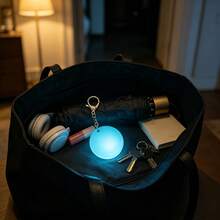 Round Rechargeable Touch Sensor LED Handbag Light, Automatic Dual Mode Portable Wallet Light, Suitable For Dark Bags, Romantic Cute Fashion Keychain Night Light, Women's USB Rechargeable Mini Bag Lighting Accessory, Long Battery Life - 藍色圓形 - 查看 1